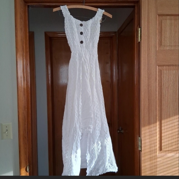 Dresses & Skirts - White Eyelet Maxi Dress with Button Detail